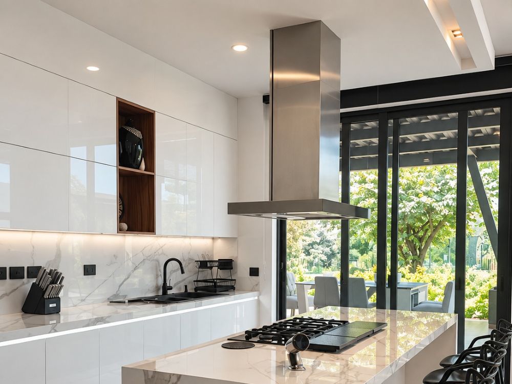 Campana de isla en una cocina Kooben