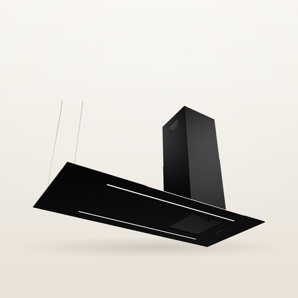 Campana decorativa negra isla 140 cm Tecnolam LYRA.NE140